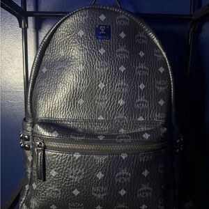 MCM Black Visetos Monogram Backpack